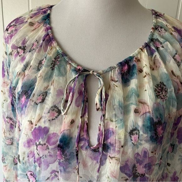 Johnny Was Silk Floral Glinda Peasant Top - Picture 11 of 13